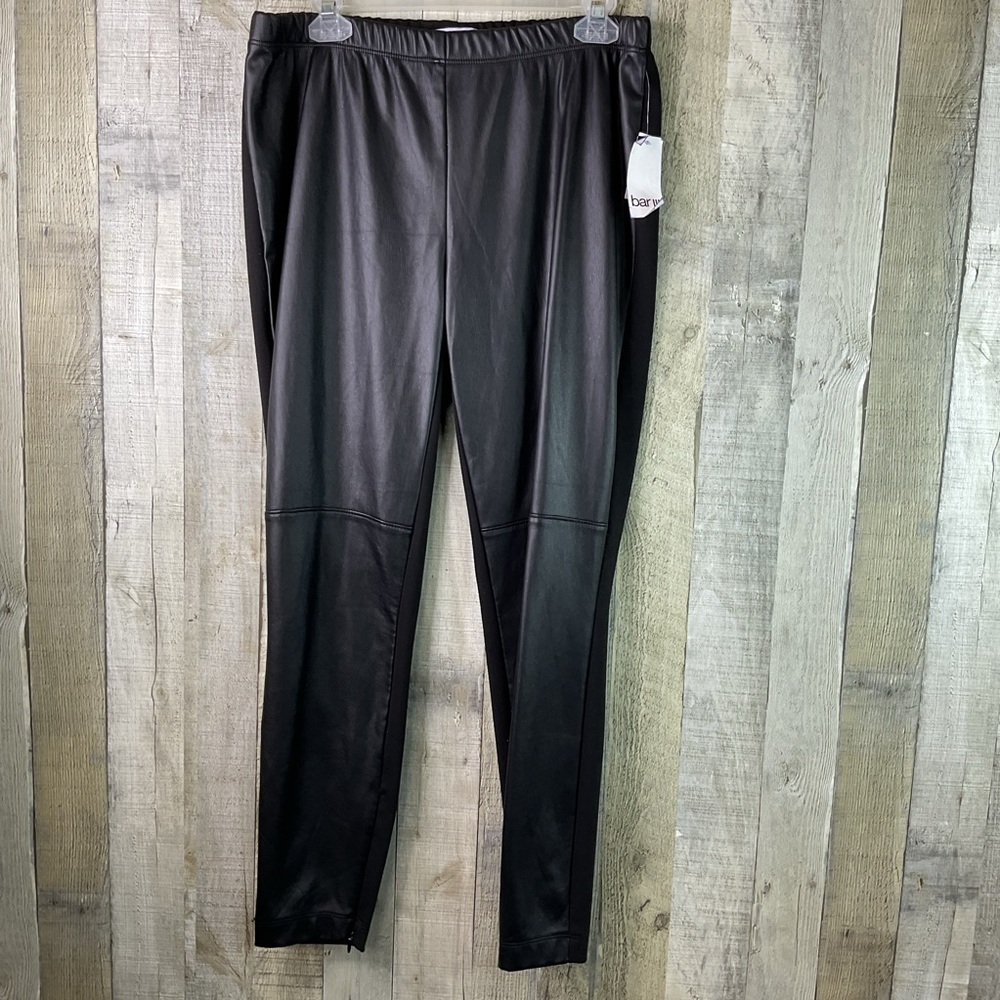 bar lll Size 1X Pleather Look Pants with Pant Leg Zippers Stretch Waistband